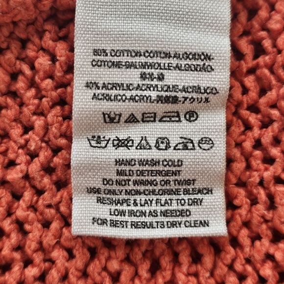 FREE PEOPLE "You Found Me " Orange Oversized Open Weave Dolman Sleeve Top XS - Picture 4 of 12